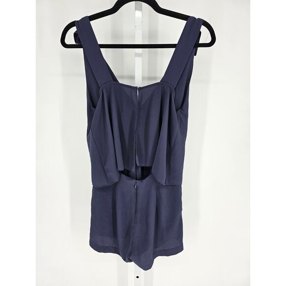 H&M Womens Sz 4 Jumpsuit Romper Dark Blue Open Back Sleeveless - Picture 3 of 4
